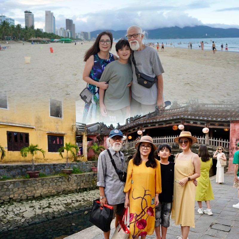  
Gia đình NSND Kim Xuân cùng nhau đi du lịch. (Ảnh: Trần Thị Thanh Phương)