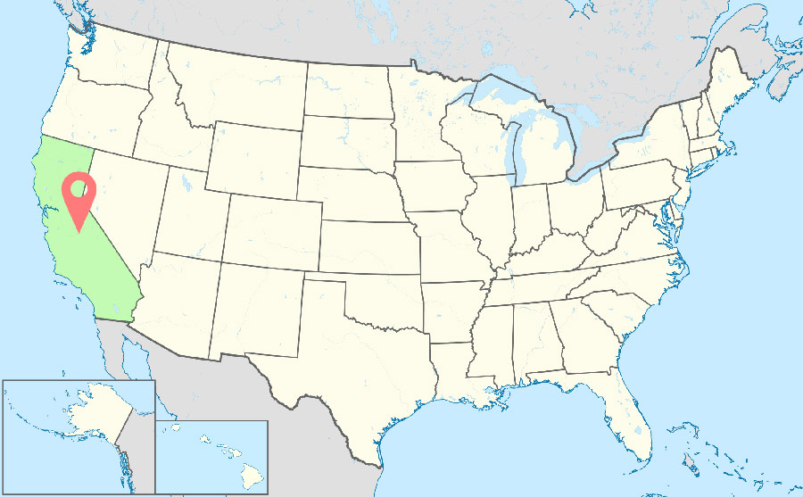 Vị trí bang california trên bản đồ 