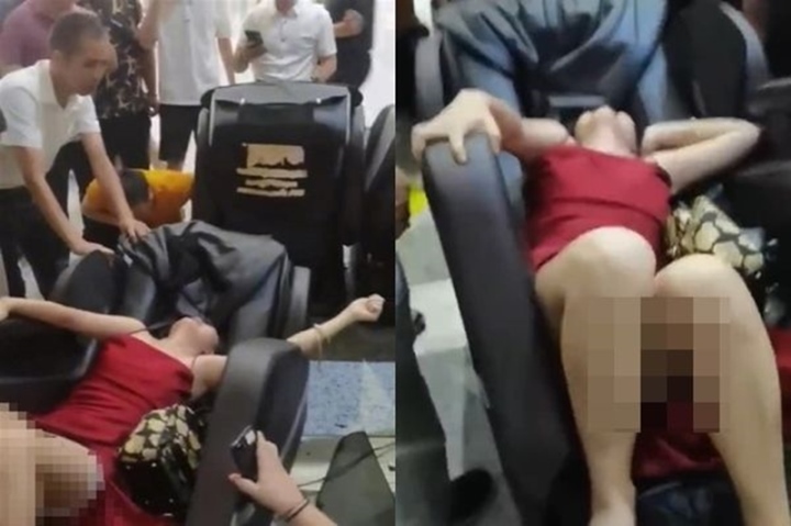 Người phụ nữ trẻ tuổi gặp tai nạn trên chiếc ghế massage.