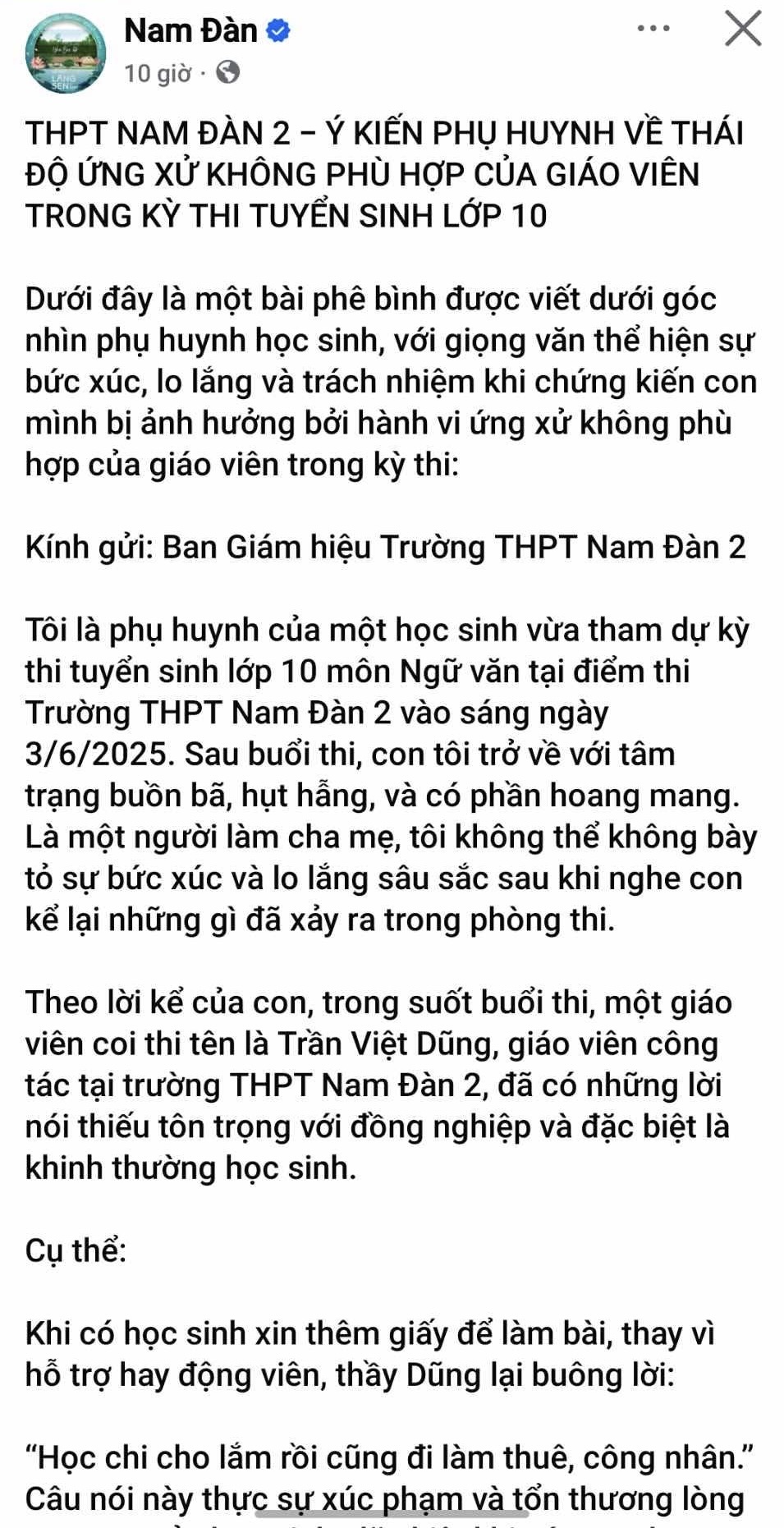 Đình chỉ công tác coi thi của giáo viên phát ngôn: 'Học chi cho lắm rồi  cũng đi làm thuê'
