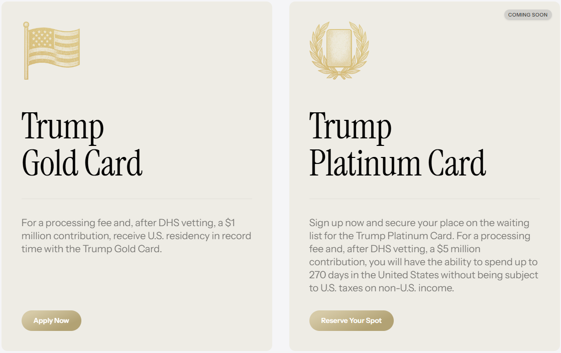 Thẻ vàng dành cho cá nhân và thẻ bạch kim