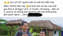 Sự thật về bức ảnh vợ chồng cùng con nhỏ khóc trong 'biển' nước lũ tại Hà Giang