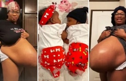 Strength Of A Woman: Mother Of New Set Of Twins Flaunts Giant Baby Bump After Babies Arrived A Month Before Due Date