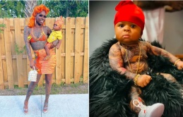 Tattoo-obsessed mother is SLAMMED for covering her one-year-old BABY in fake body art