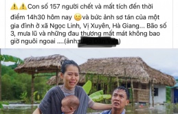 Sự thật về bức ảnh vợ chồng cùng con nhỏ khóc trong 'biển' nước lũ tại Hà Giang