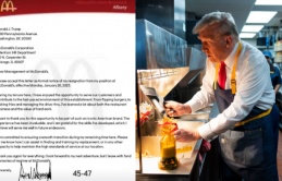 Con trai ông Trump đăng ảnh 'đơn nghỉ việc' của bố ở McDonald's