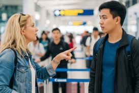 Nhóm người Việt bị la ó khi chen ngang xếp hàng ở sân bay nước ngoài