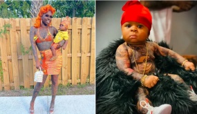Tattoo-obsessed mother is SLAMMED for covering her one-year-old BABY in fake body art