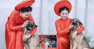 Cô dâu chụp ảnh ngày cưới, spotlight lại là 2 chú cún: “Làm nền cho nguyên cái đám cưới”